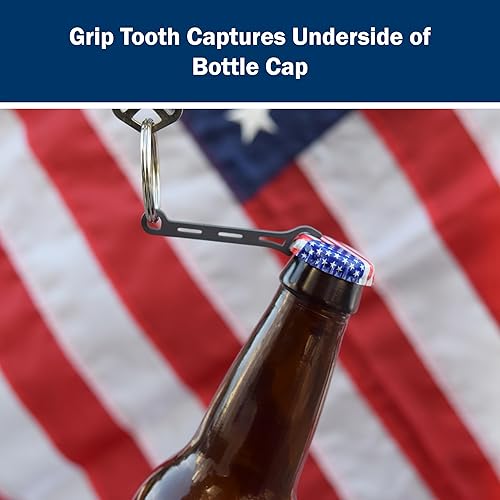 Miniatura 5 de Brew Soldier - Abrebotellas de cerveza de titanio fino con llavero de acero inoxidable, fabricado en los Estados Unidos