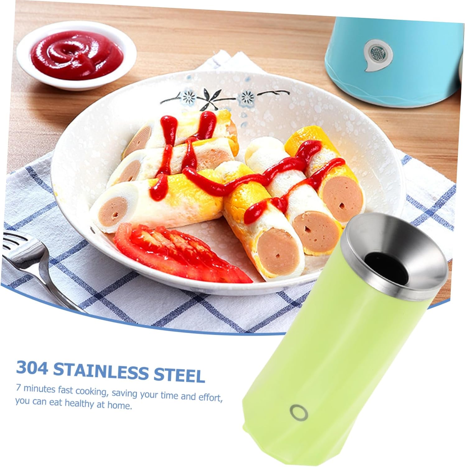 PRETYZOOM 110v Automatic Egg Fryer Mini Sausage Roll Maker Cooker Heat Nonstick Pan Funnel Design Saves and Effort