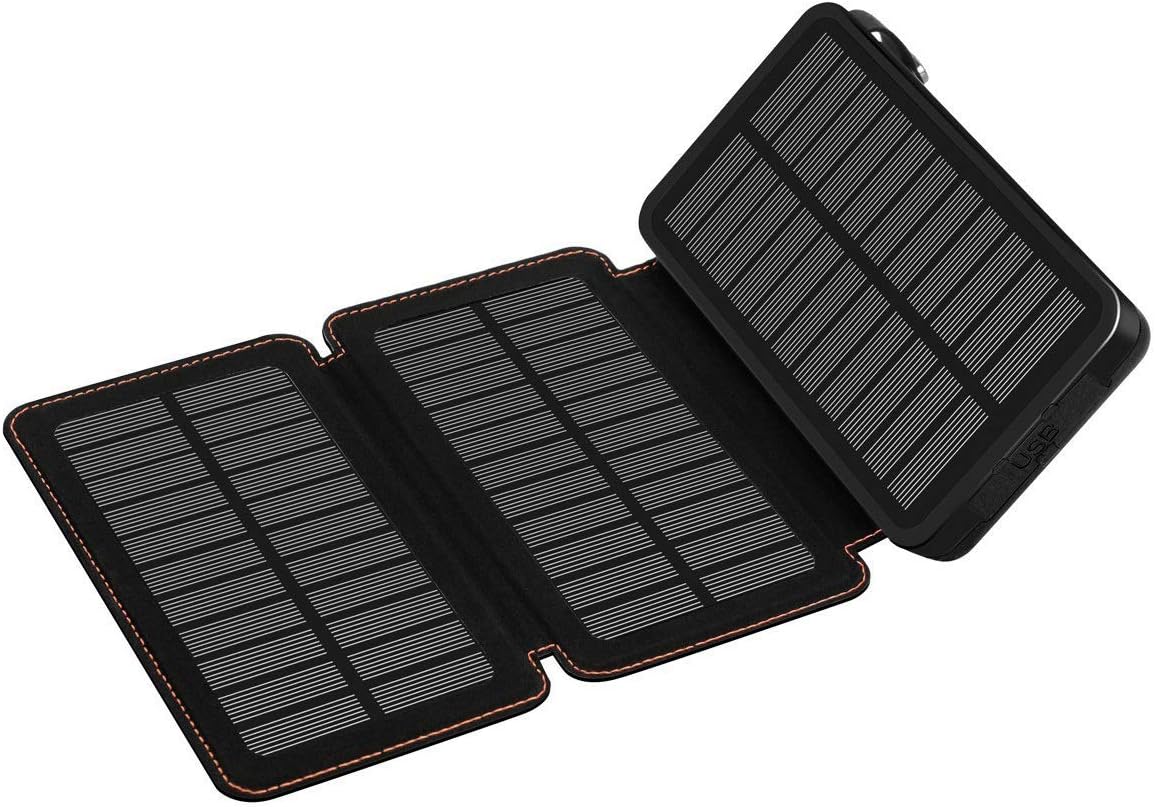 Solar Charger 24000mAh,MIXSEN Waterproof Power Bank with 3 Solar Panels Foldable Portable Battery Pack 2 USB For iPhone,iPad,Samsung,All Smartphone(Black)