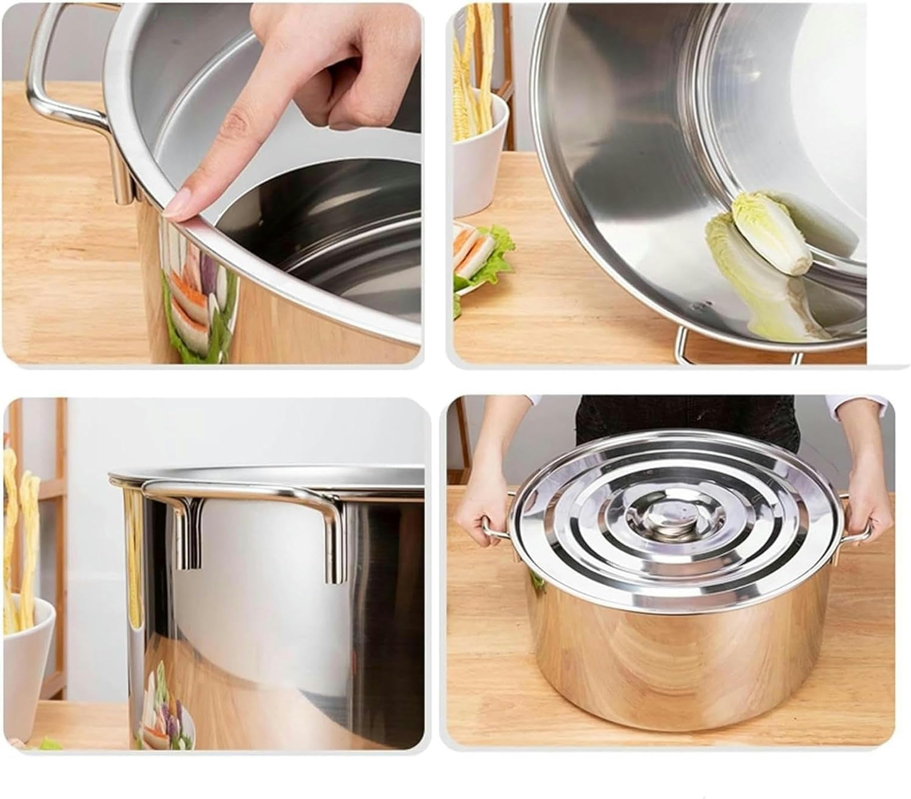 Olla de acero inoxidable con tapa y cesta coladora, juego de inserto de cocina de pasta de inducción para sopa, guiso y salsa