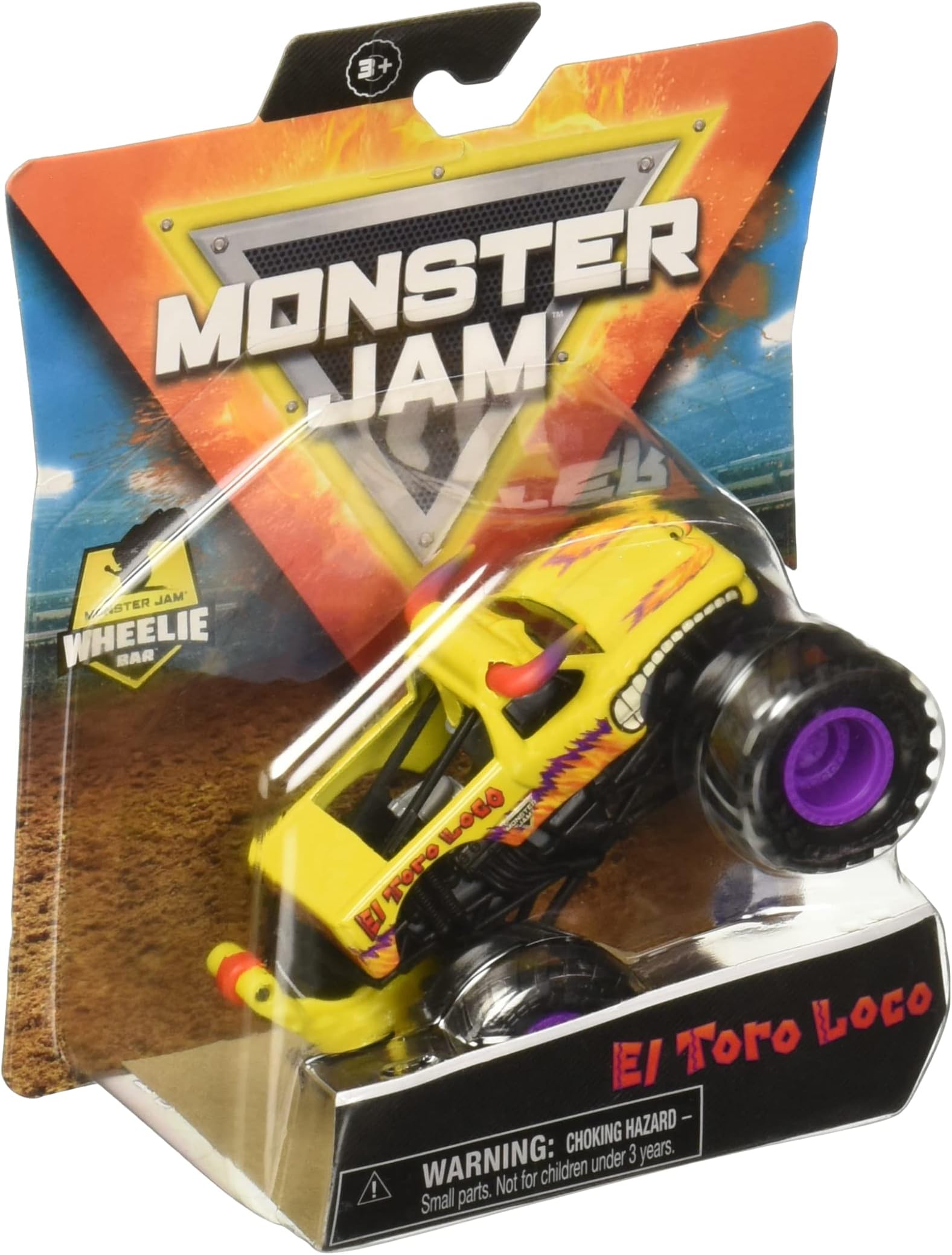 2021 Spin Master 1:64 Diecast Monster Truck with Wheelie Bar: Arena Favorites El Toro Loco Yellow