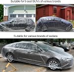 LuliKa Disposable Car Cover 3 Pack Clear Plastic Car Cover Universal Rain Dust Garage Cover with Elastic Band Medium (12' x 22')