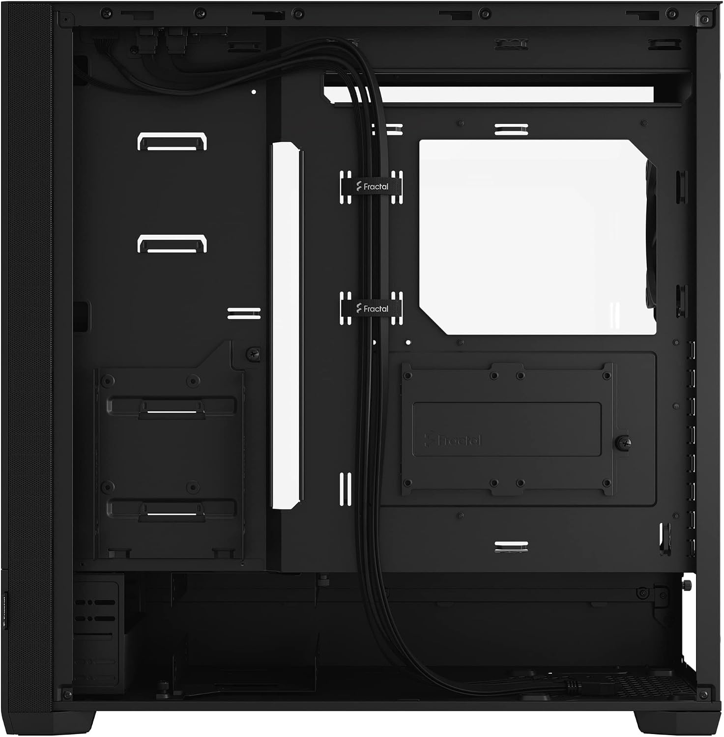 Rear interior view of Fractal Design Pop XL Silent case showing cable management channels