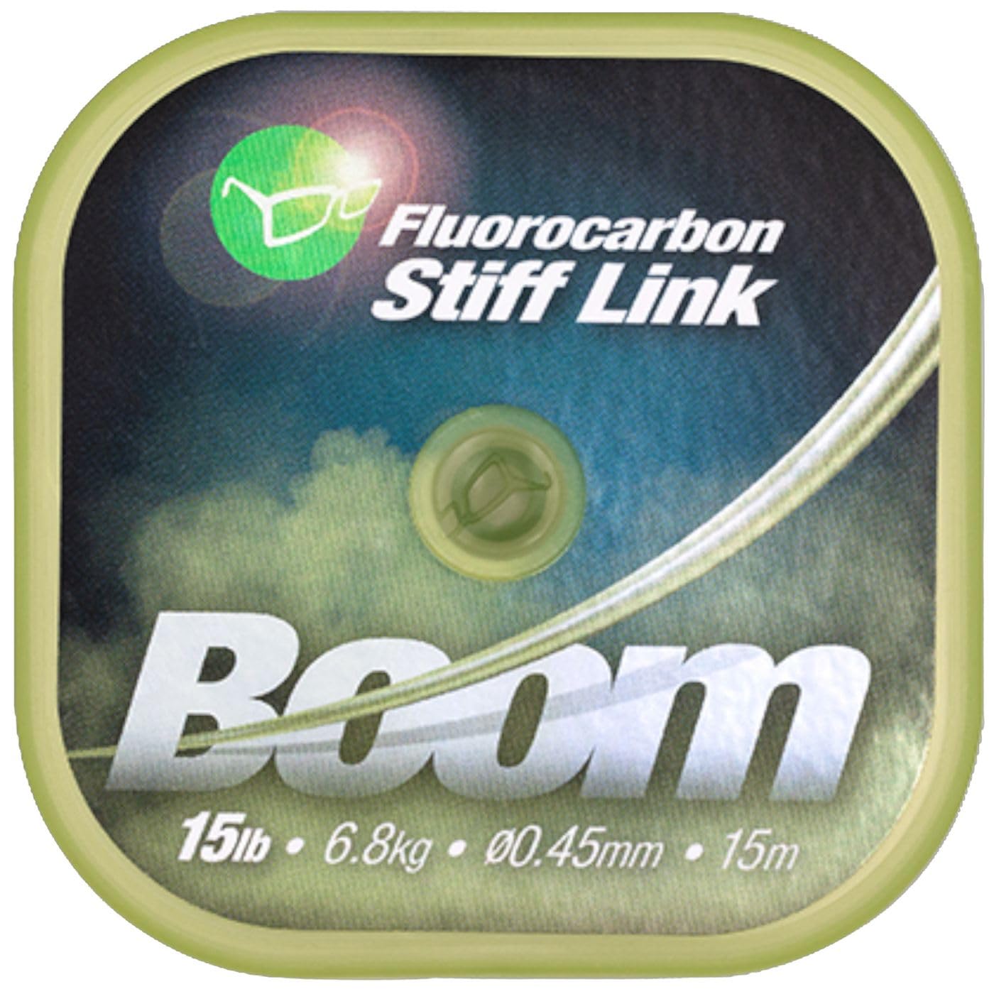 Korda - Boom 15lb/0.45mm 15m Fluorocarbon Hooklink | Stiff Rig Link Material | Crimpable for Custom Rigs | Green Tinted for Lakebed Camouflage | Ideal for Carp Fishing Rigs and Stiff Boom Setups