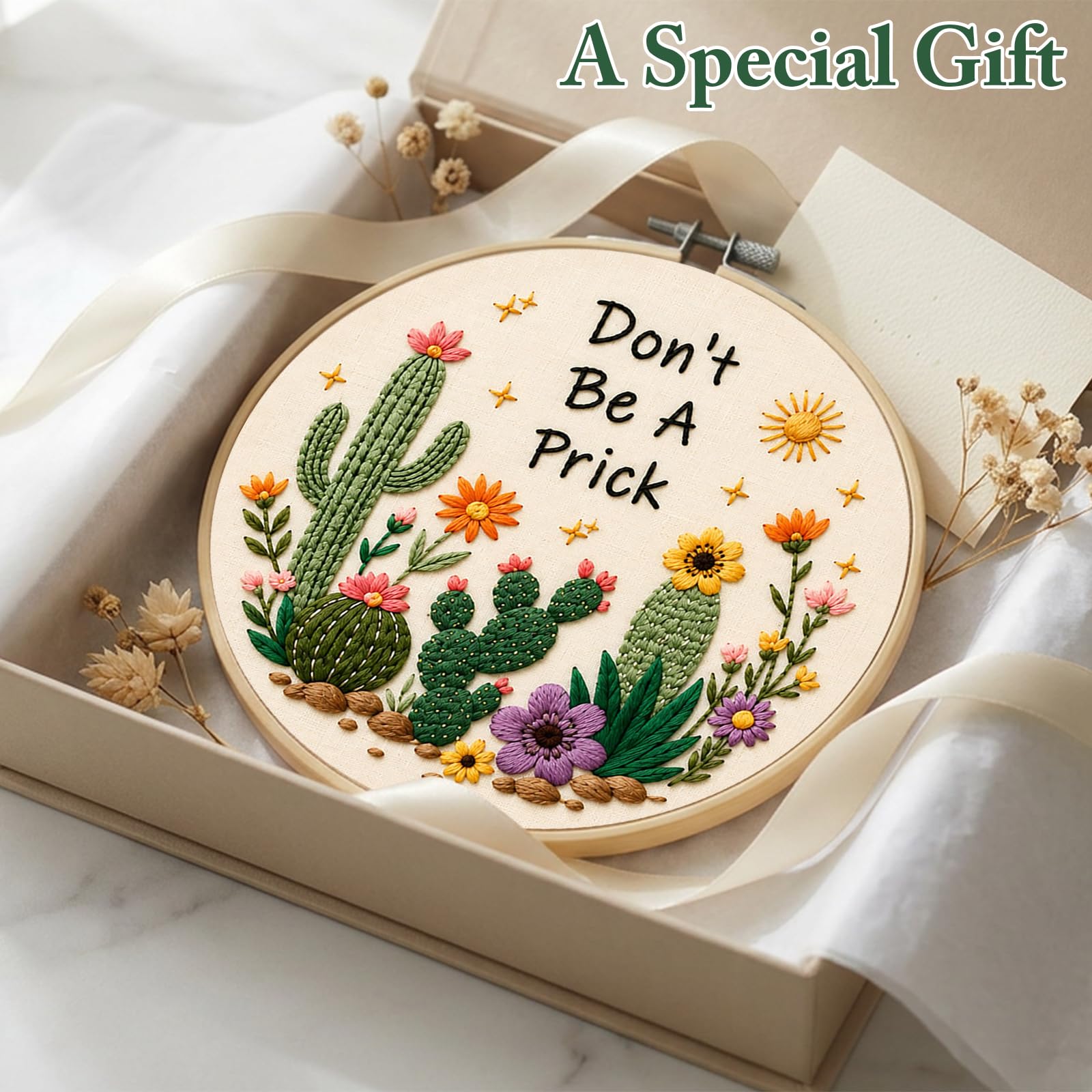 Beginner Embroidery Kits - 3 Floral Designs -6