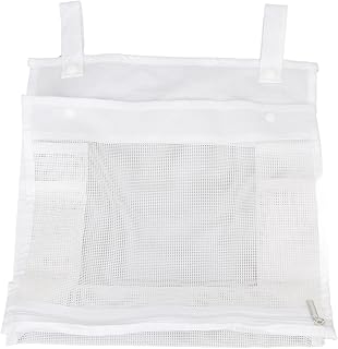 Mesh Bath Toy Organizer, Large Capacity Soft Polyester Snap Button Zipper Baby Bath Toy Storage Net Hanging Bag Holder (White)