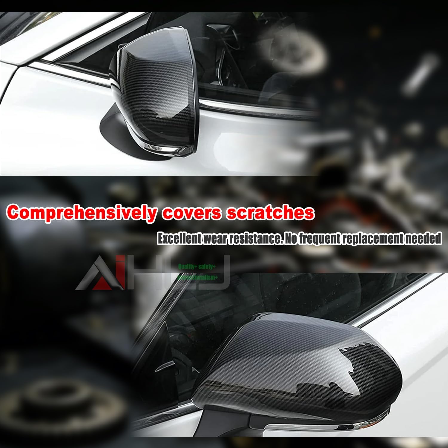 AJHLJ® 2Pcs Carbon Fiber Pattern Rearview Mirror Cover Trim, Fit Toyota Camry 2018-2025, Car Side Mirror Modification Decoration, Scratch-Resistant (Carbon fiber black)