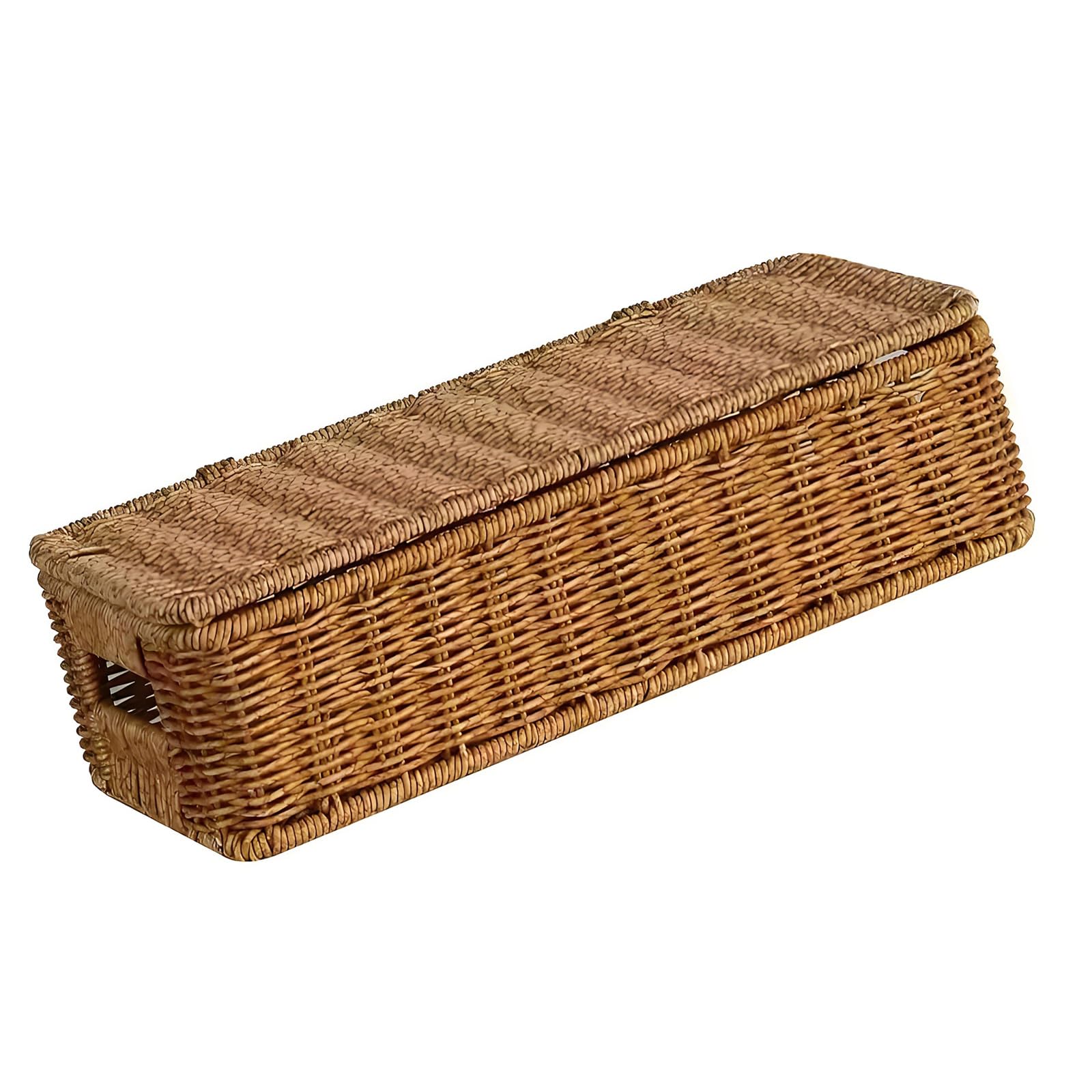 CAZSTYK Luxurious Faux Rattan Storage Container with Sealed Lid Suitable for Wine Presents and Home Decor Rattan Weave Storage Basket