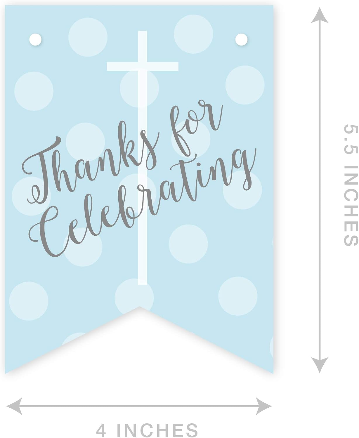 Andaz Press Baby Blue and Gray Boy Baptism Collection, Personalized Hanging Pennant Party Banner with String, Thanks for Celebrating Michael's Baptism, 6-Feet, 1 Set, Custom Name