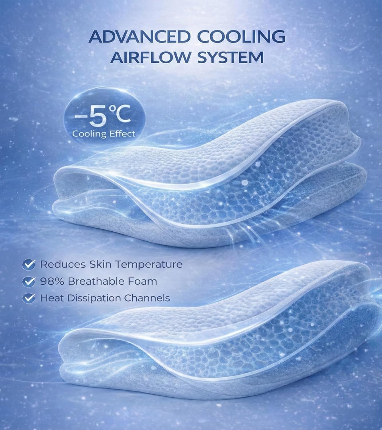 Extra Thick Cooling Cervical Neck Pillow for Side Sleepers, Ergonomic Contour Memory Foam Neck Pillow for Pain Relief, Designed for Back Sleeping, Recovery and Long Travel Comfort
