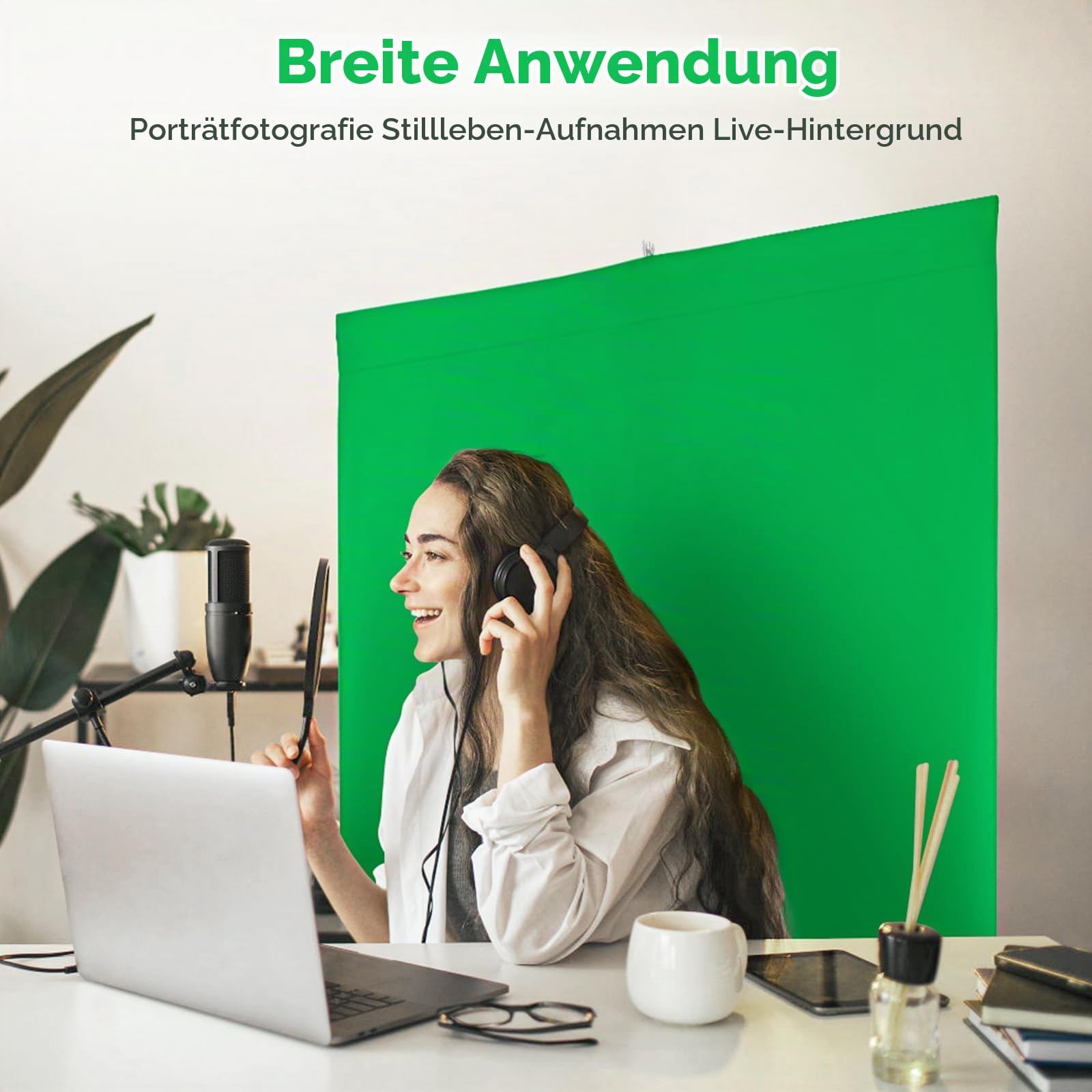 Greenscreen Hintergrund mit Ständer, Heorryn 2 x 1,5 m Fotografie Hintergrund Ständer Kit mit Green Screen Chromakey für Fotoshoot Stream Gaming Photo Video Recording