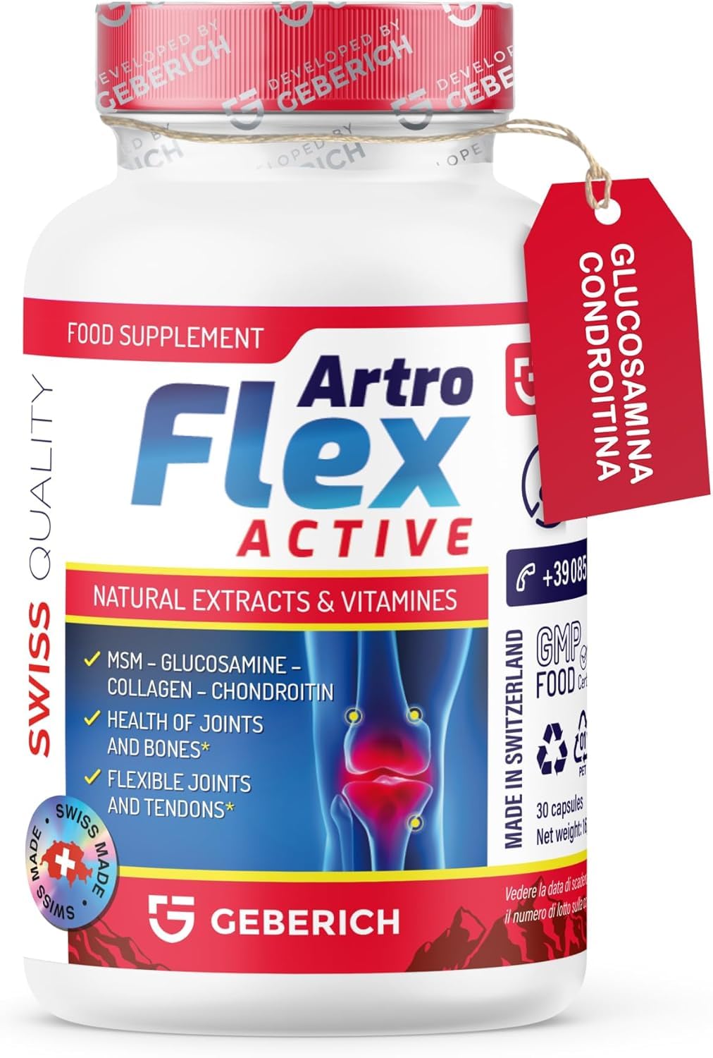 Capsule ARTROFLEX ACTIVE | Integratore per il Benessere delle Articolazioni | Con Glucosamina, MSM, Condroitina, Collagene Marino, Vitamina C, Magnesio, Zinco ed Estratti Vegetali | 30 Capsule