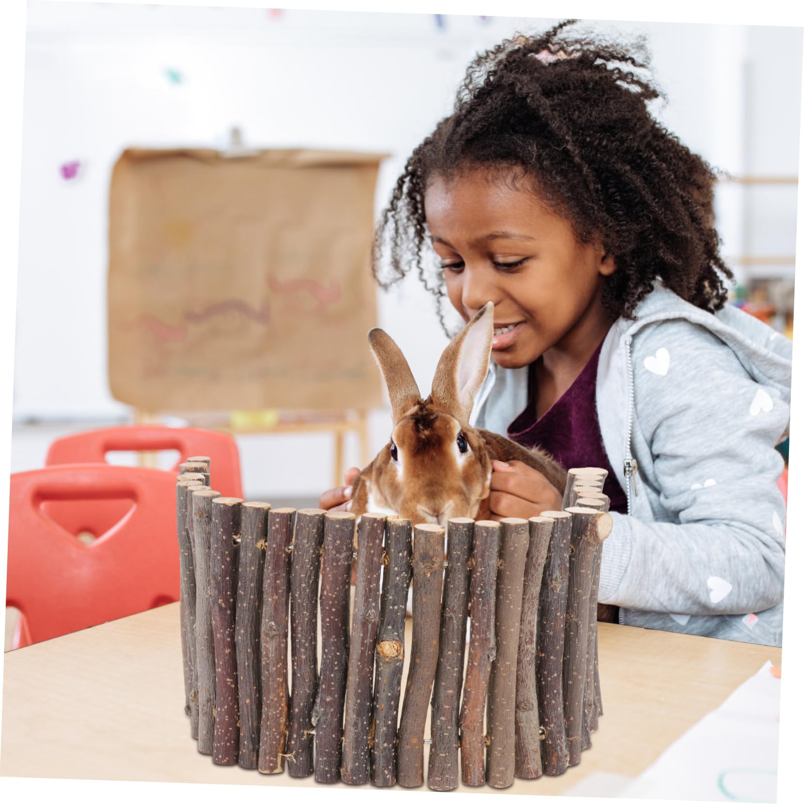 Kisangel Lot De 2 Jouets Uniques pour Hamsters Clôture en Bois Cachette Accessoire Sûr pour Animaux De Compagnie Marron Clair