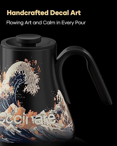 Miniatura 8 de Cocinare FLOW M9 - Hervidor eléctrico de cuello de cisne, control de temperatura de  1  para café y té, interior de acero inoxidable, calentamiento