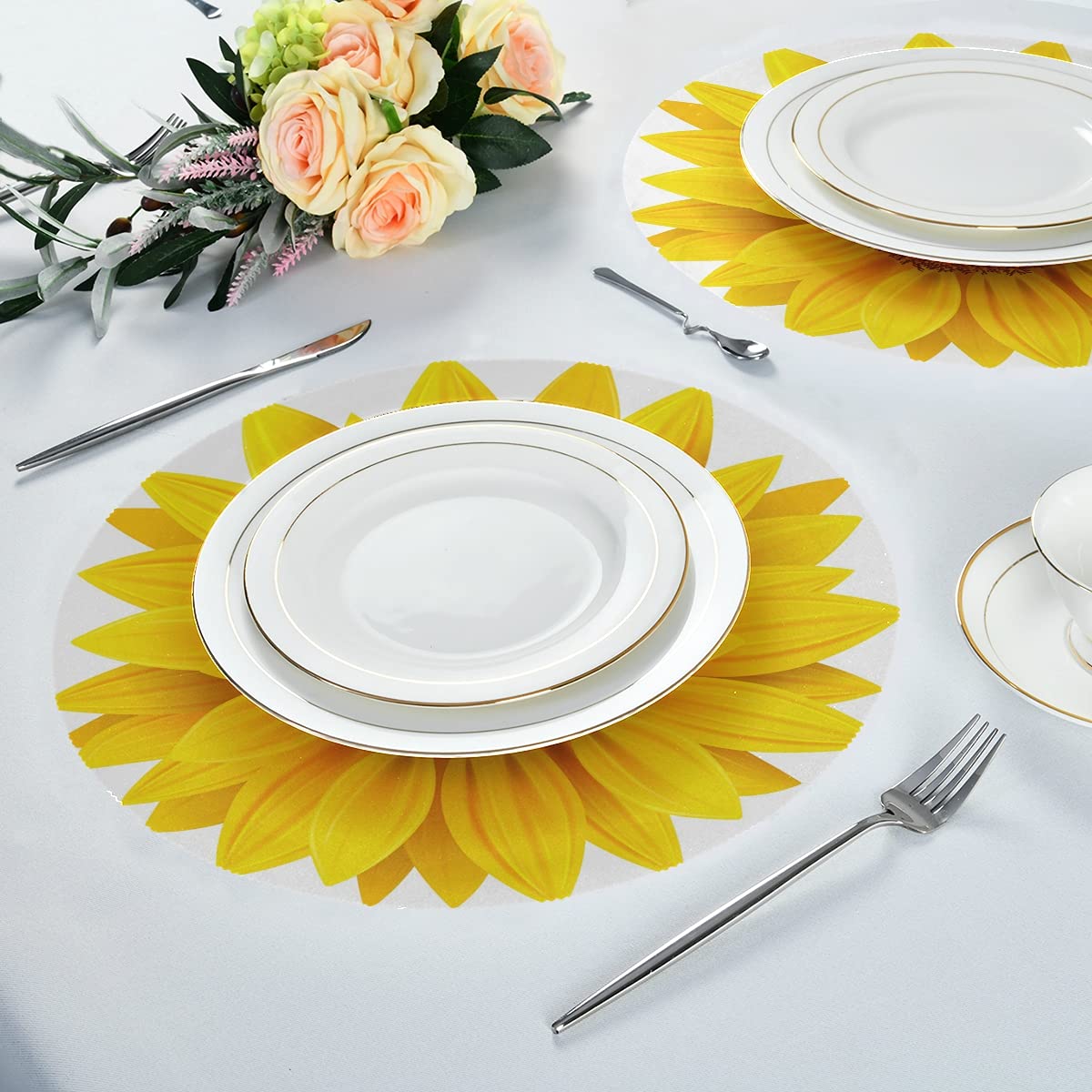 Snowkingdom Ronde placemats goud metallic set van 18 vinyl placemats 45