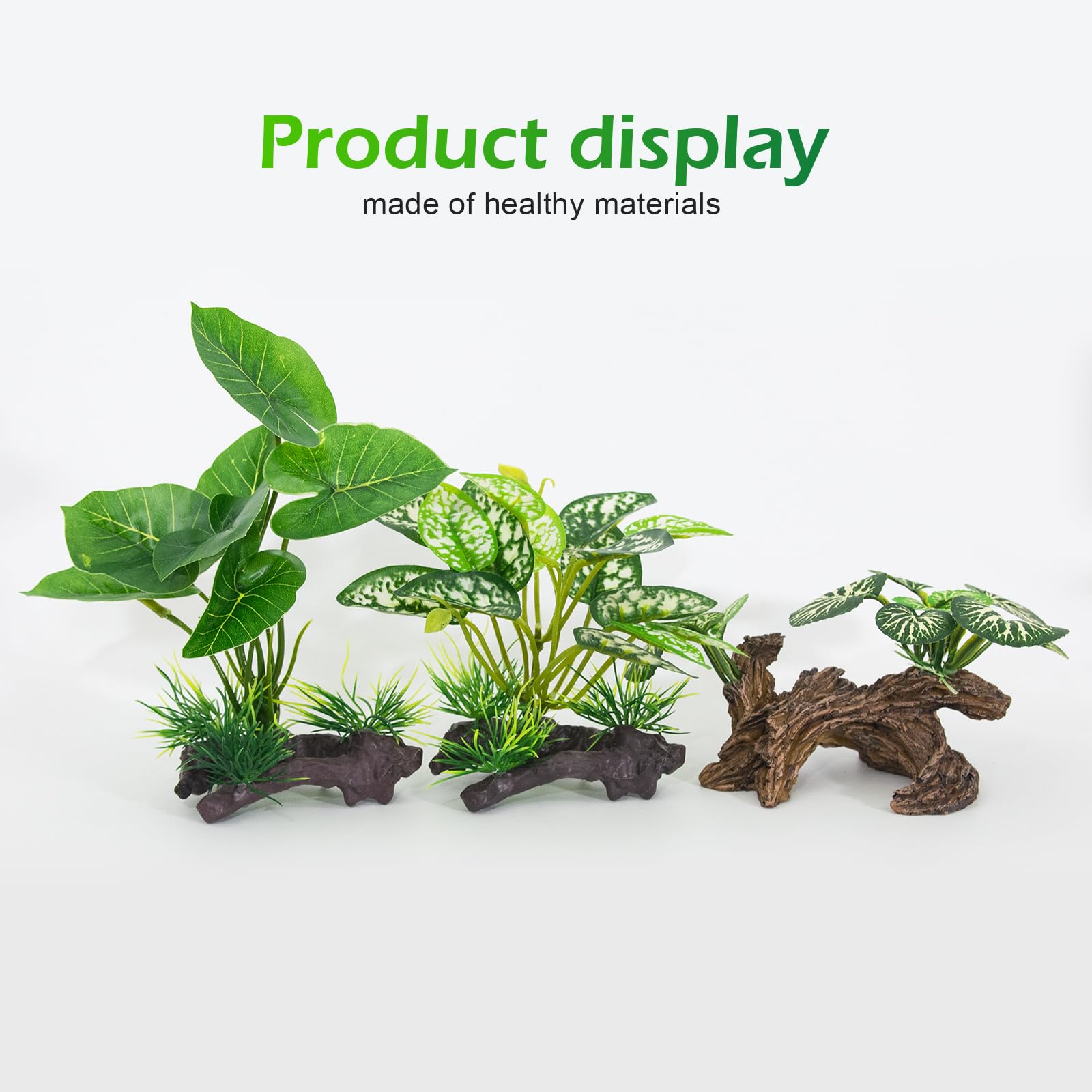 Vtapliea Fish Tank Decorations Aquarium Ornaments 3pcs Betta Silk Leaf Plants Artificial Driftwood Cave Aquarium Plants Accessories