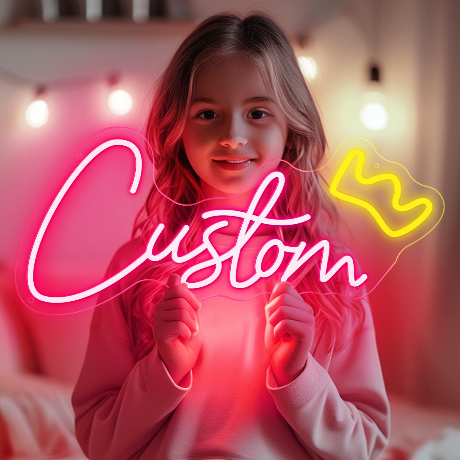 Custom Neon Signs for Wall Decor, Personalized LED Name Signs Neon Light for Bedroom Large Wedding Birthday Business Customizable Light up Sign Pink Sign Boy Girl Decoration