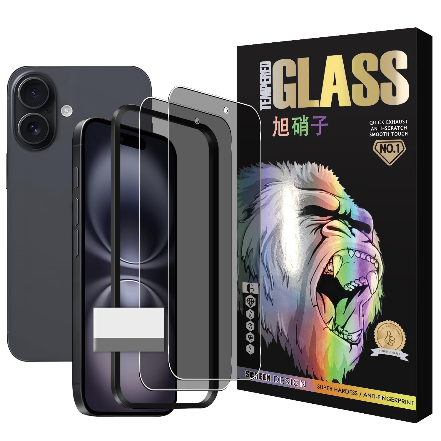 【硬度10H】対応 iPhone 16 ガラスフイルム 覗き見防止 ガイド枠付き 【2枚セット AGC旭硝子 】 iPhone16フイルム のぞき見防止 アイフォン16 液晶 保護フィルム のぞき見 プライバシーフィルム 強化ガラス 【 耐衝撃 飛散防止 厚さ0.26mm 気泡ゼロ 3D Touch対応 高感度 指紋防止 ラウンドエッジ加工 】 TZ10H-16FK2