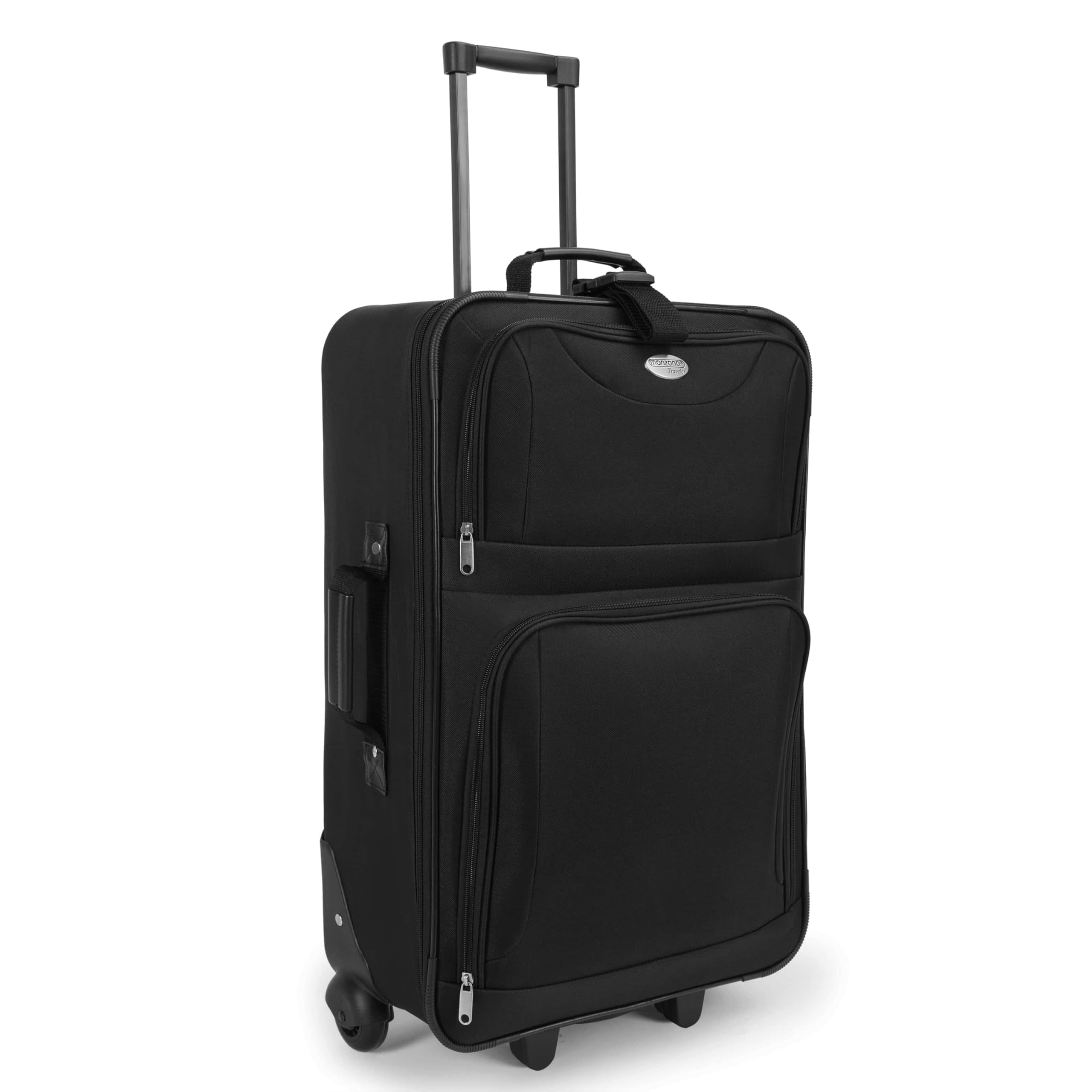 MONZANA® Trolley Kofferset Reisetaschen Set Kulturbeutel Netzfach Rollen Teleskopgriff Koffer Reisetasche mit Rollen schwarz