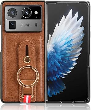 Cover for Tecno Phantom V Fold 2 7.85 Inch Thin Skin Frame Lanyard Wrist Strap Phone Protective Case Hard PC Back Cover with Bottle Opener and Stand Brown