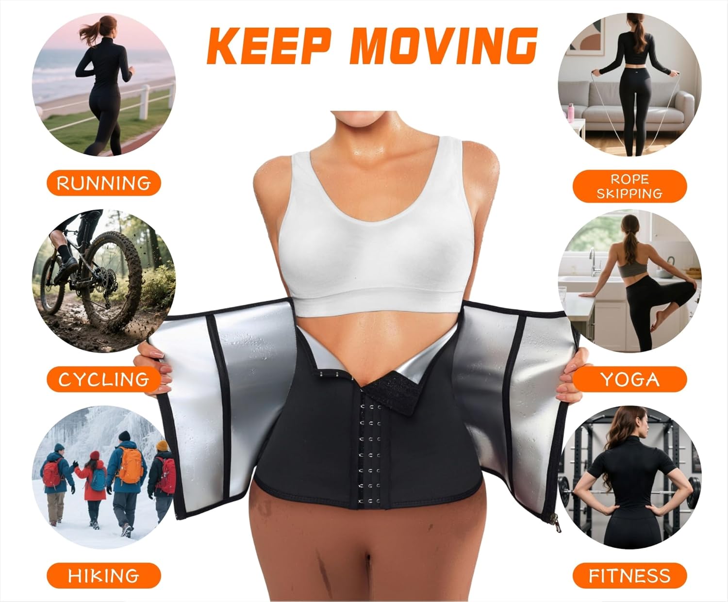 Women's Sauna Suit Waist Trainer, Double Closure Waist Trimmer Belt, Adjustable Tummy Control Shapewear for Workout - Image 7
