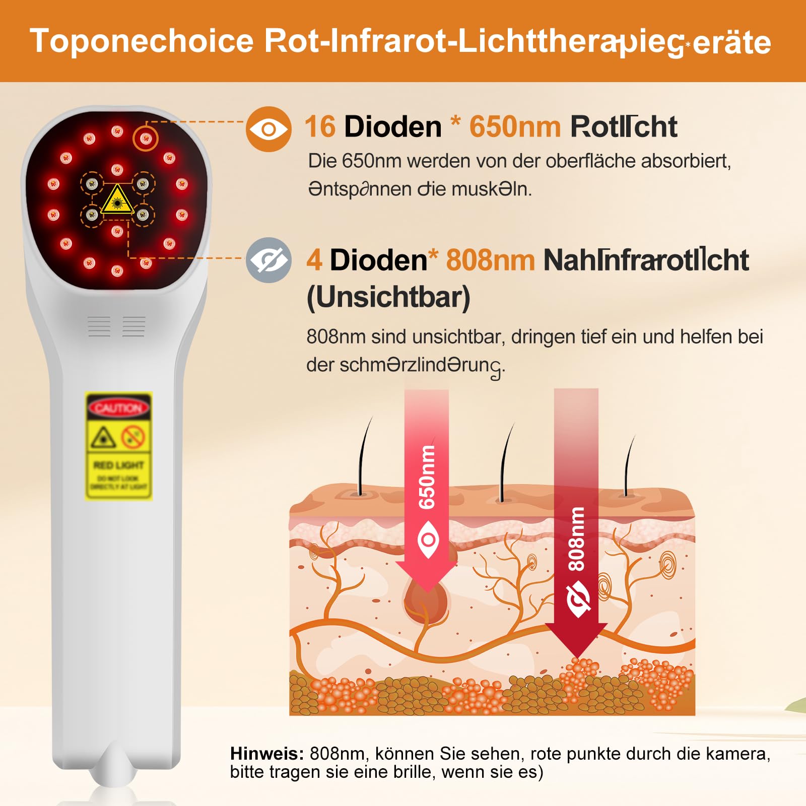 Dispositivo Para Terapia Con Luz Roja - 4 x 808nm +16 x 650nm