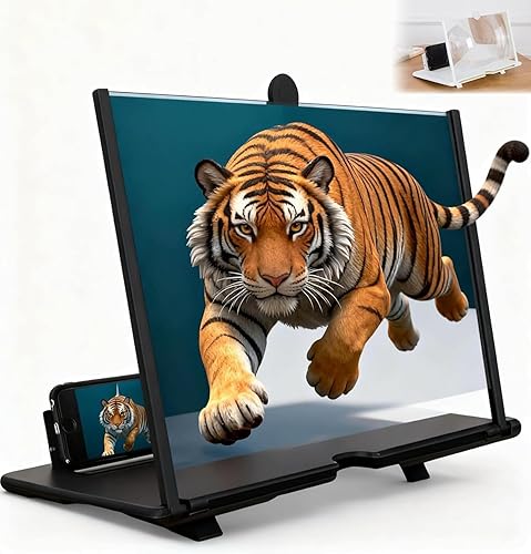 Miniatura 10 de Nueva versión de lupa de pantalla 2026, pantalla de proyector de lupa de teléfono móvil 3D HD para películas, videos, juegos, lupa de pantalla con