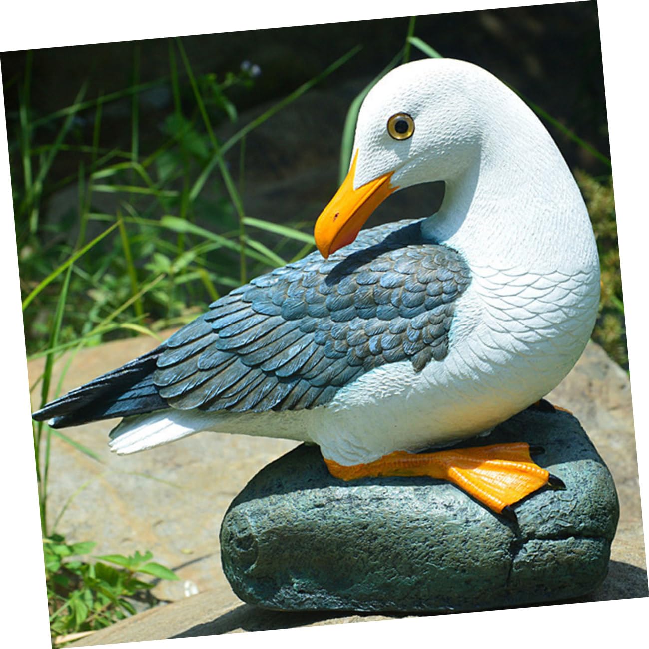 Kisangel Mediterrane Möwenornament Deko aus Kunstharz Weiße Sommer Skulptur mit Eleganter Oberfläche als Stilvolles Geschenk und Haushaltsdekoration