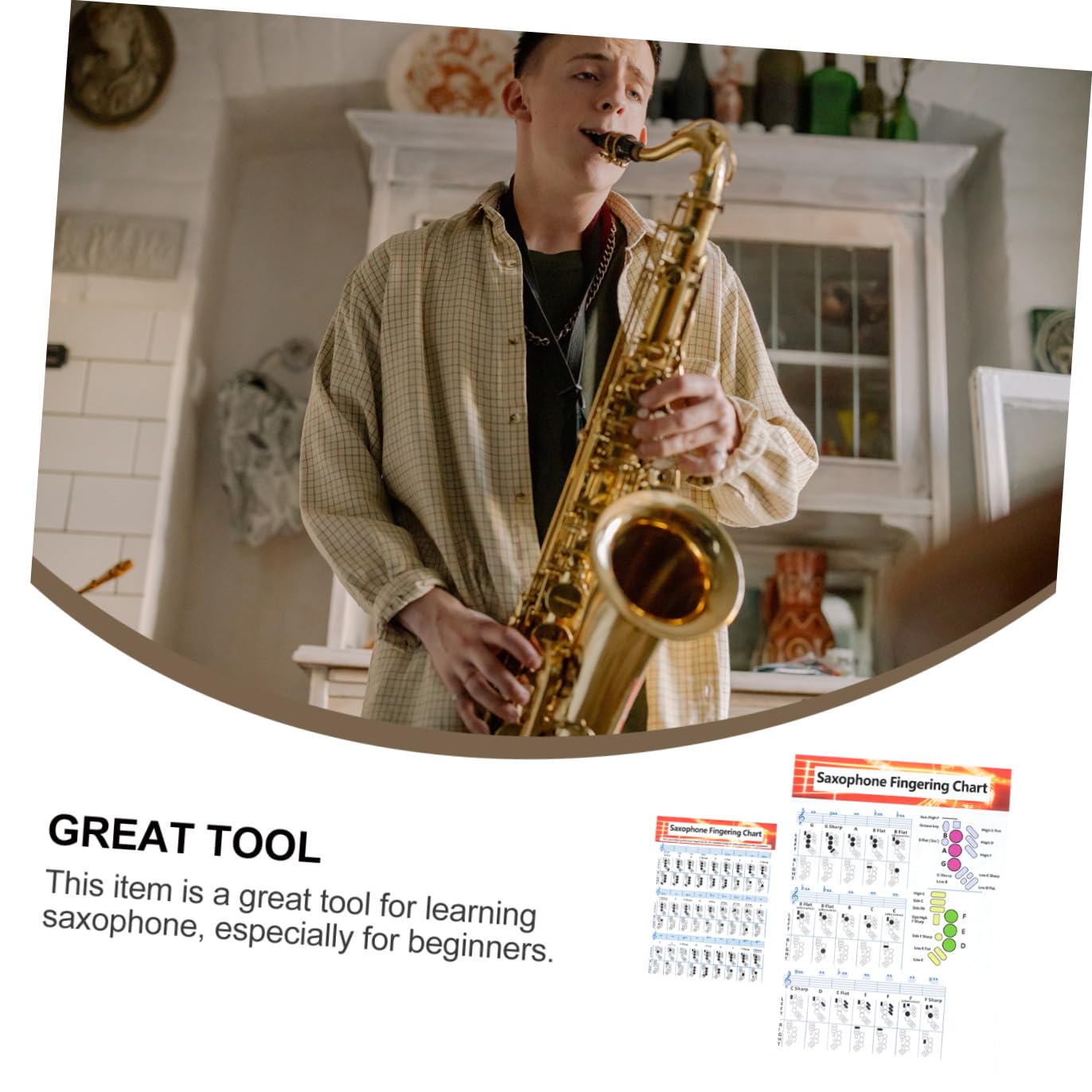 ifundom 4pezzi Poster Per Saxofono Con Accordi e Diagrammi Per Principianti Carta Patinata Resistente e Chiara Per Studio e Pratica Musicale