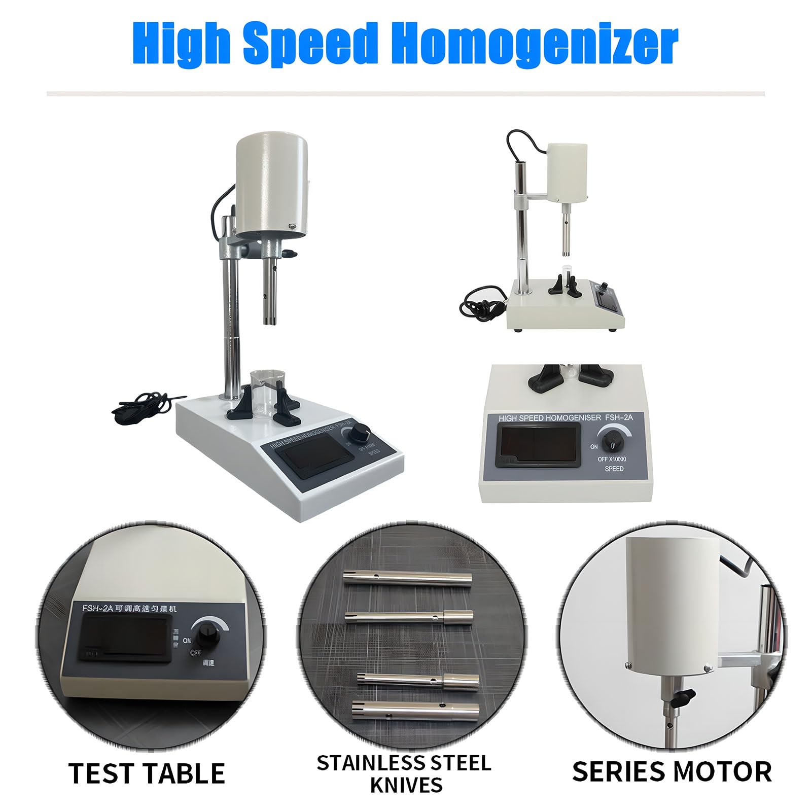 Emulsionante De Dispersión De Laboratorio, Homogeneizador De Alta Velocidad Con 2 Cabezas, Pantalla Digital, Velocidad Ajustable 8000-22000 Rpm, Para Emulsificación De Dispersión De Laboratorio