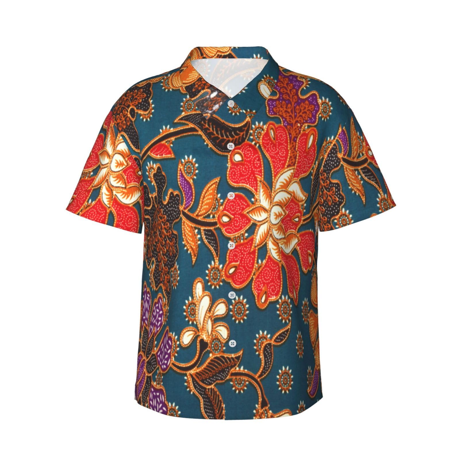 Melbrakin Malaysian and Indonesian Batik Men's Hawaiian Shirt Short Sleeves Shirt