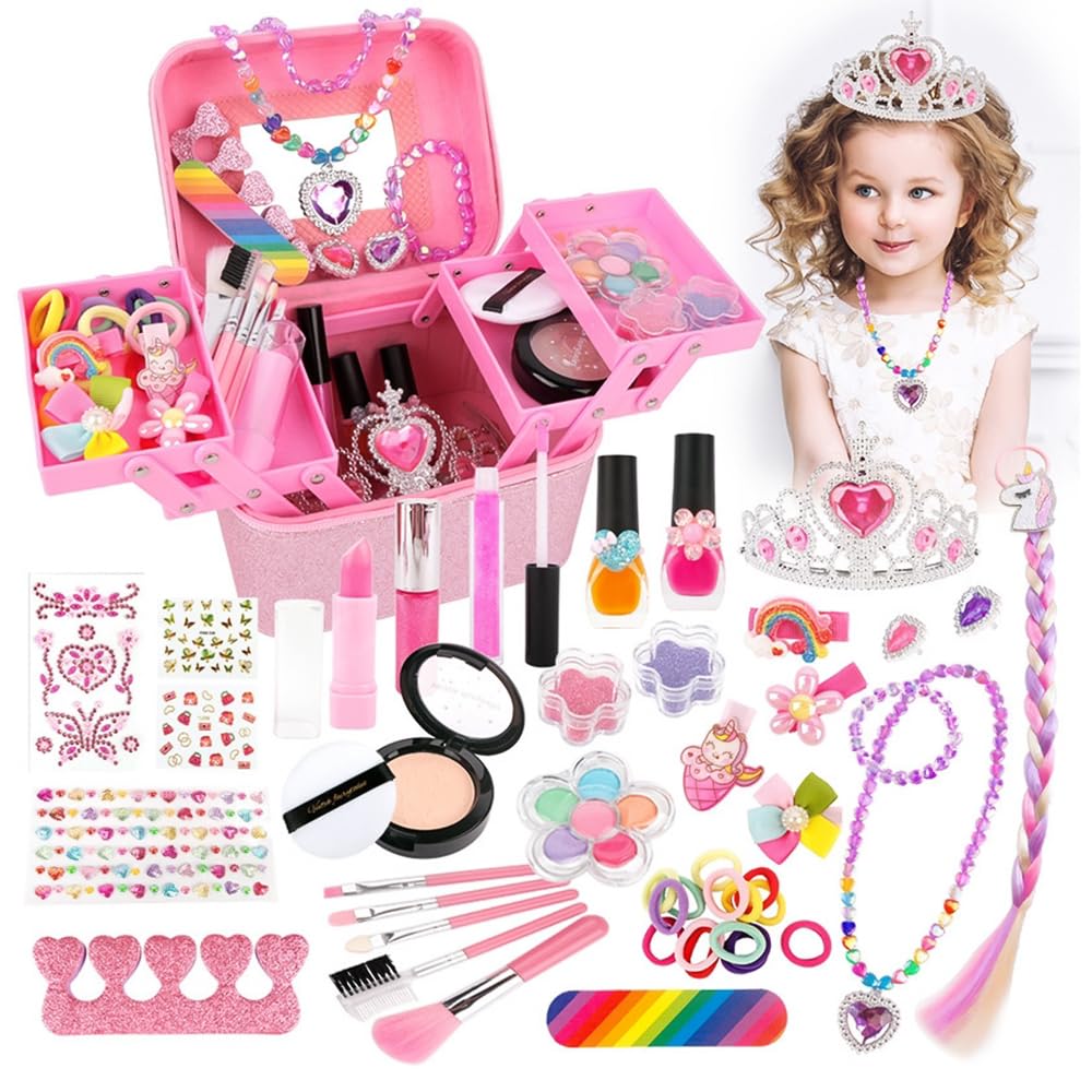 Walmeck Set di Gioielli da Principessa per Ragazze, Kit di Trucco da