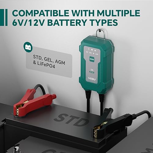 Miniatura 4 de Cargador de batería inteligente 2A y mantenedor  Automático para baterías de plomo ácidolitio de 6 V12 V con carga de goteo, desulfatación y