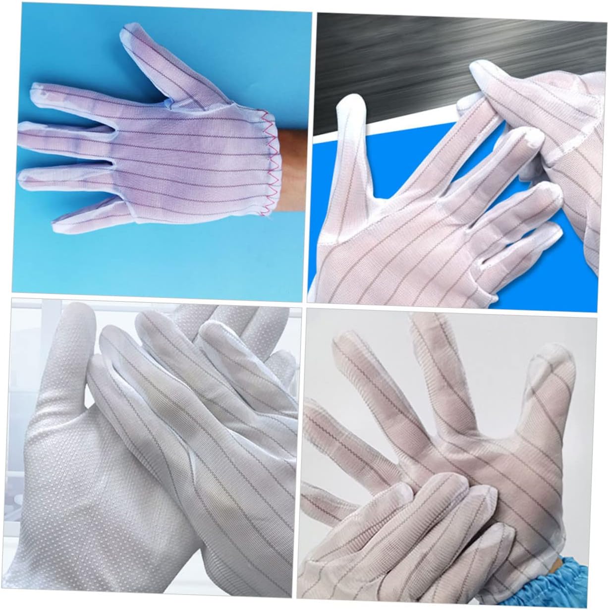 OSALADI Anti-Static Gloves, 10 Pairs, White, Medium, Unisex