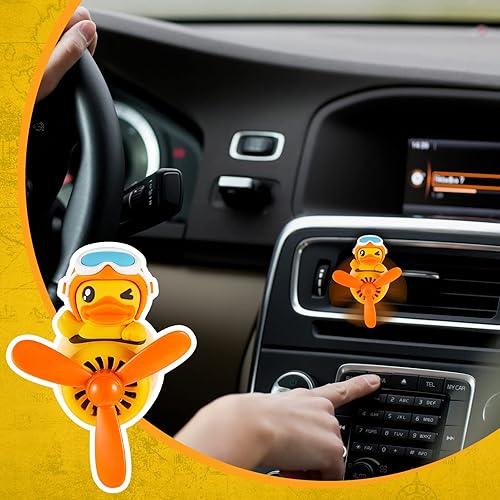 Miniatura 6 de Tallew Ambientador de aire para coche, lindo difusor de pato, hélice giratoria, salida de ventilación, ambientadores automotrices, adornos de
