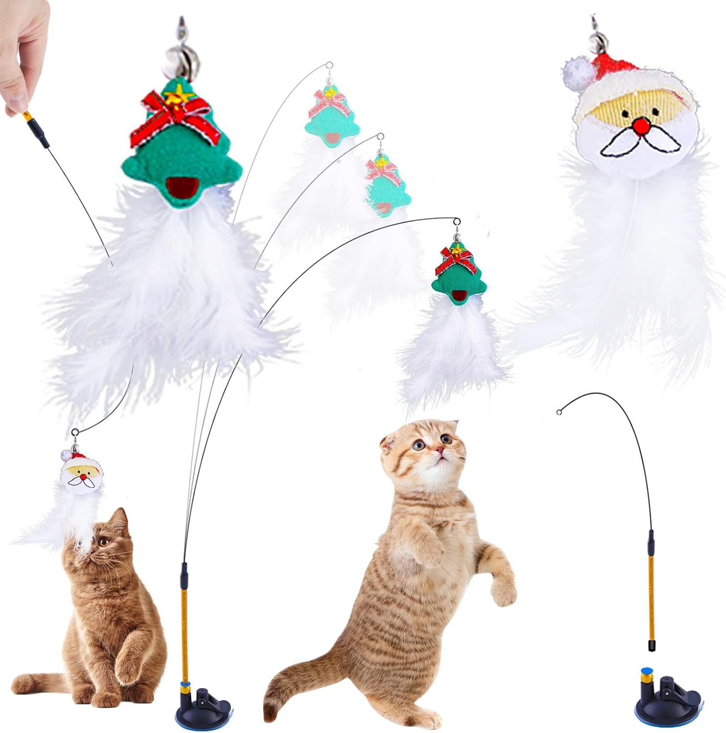 Sunwuun Christmas Feather Cat Toy,Cat Toys for Indoor Cats,Cat Wand
