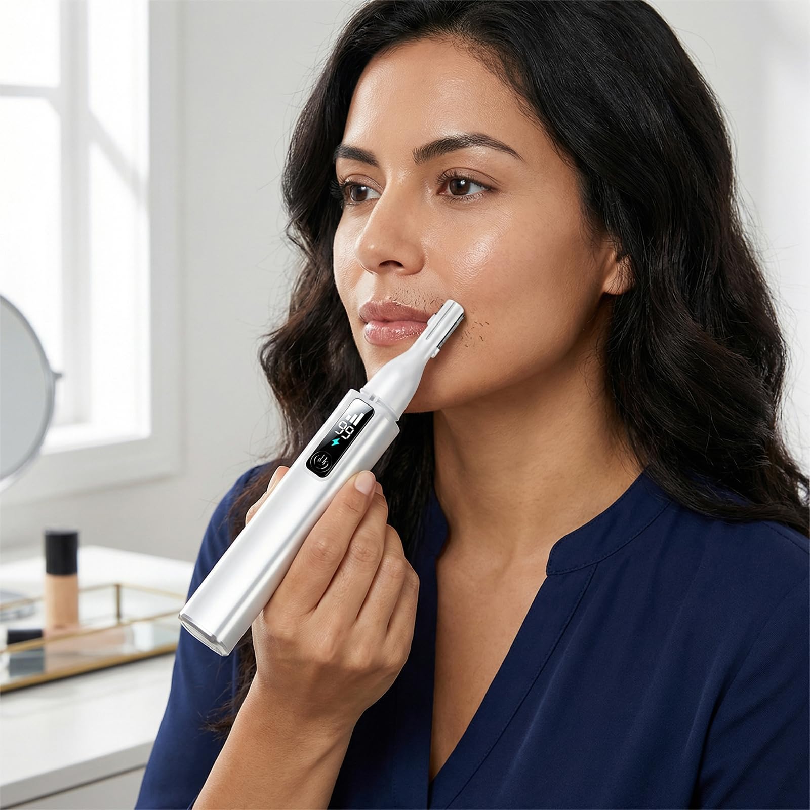 Colexy Augenbrauen Trimmer Damen, 2 in 1 Elektrischer Gesichtsrasierer Augenbrauenrasierer Wiederaufladbarer Nasenhaartrimmer, Tragbarer Präzisionstrimmer für Frauen Körper und Gesicht (Rosa)
