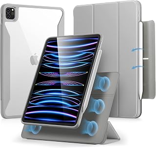 ESR for iPad Pro 11 Case, Hybrid Case with Pencil Holder, Detachable Magnetic Cover, Vertical Stand, Rebound 360 Series for iPad Pro 11 Inch Case (2022/2021), Grey