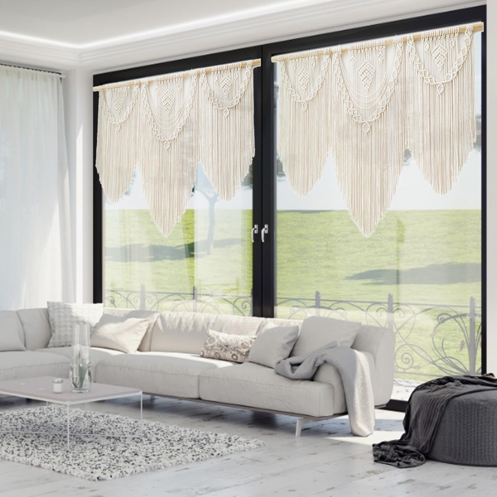Tapiz de macramé para colgar en la pared, grande, bohemio, tejido hecho a mano, tapiz de cuerda de algodón, decoración de pared, decoración de pared bohemia para dormitorio, sala de estar,