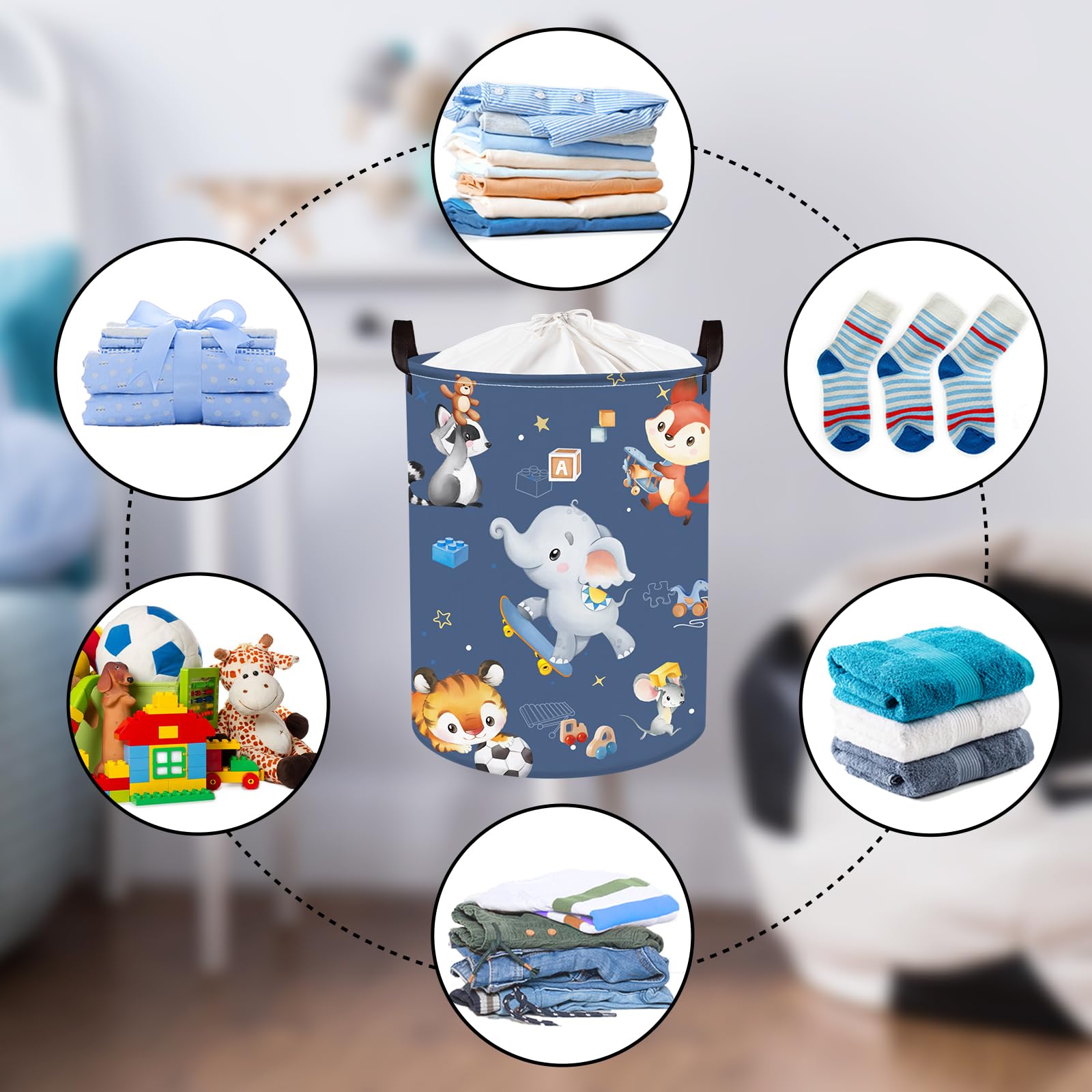 Cesta Ropa Sucia Plegable Cesta Plegable Infantil Globo Aerostático -  Almacenaje Juguetes Y Ropa 36x45cm Organizador Habitación Infantil, image size:1600x1600