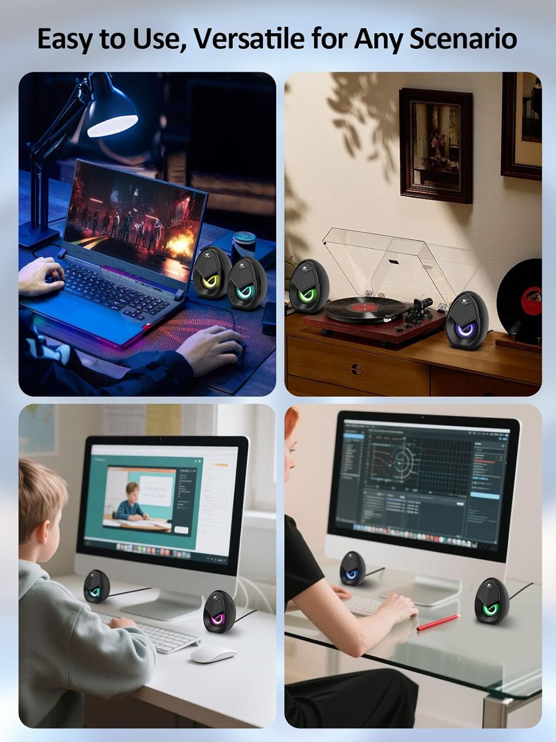 OR O R O W Computer Speakers,Mini 10W RGB PC Speakers with Colorful LED, Volume Control - Gaming Speakers for Desktop/Laptop, 3.5mm Aux (S208) (2.0) - Image 6