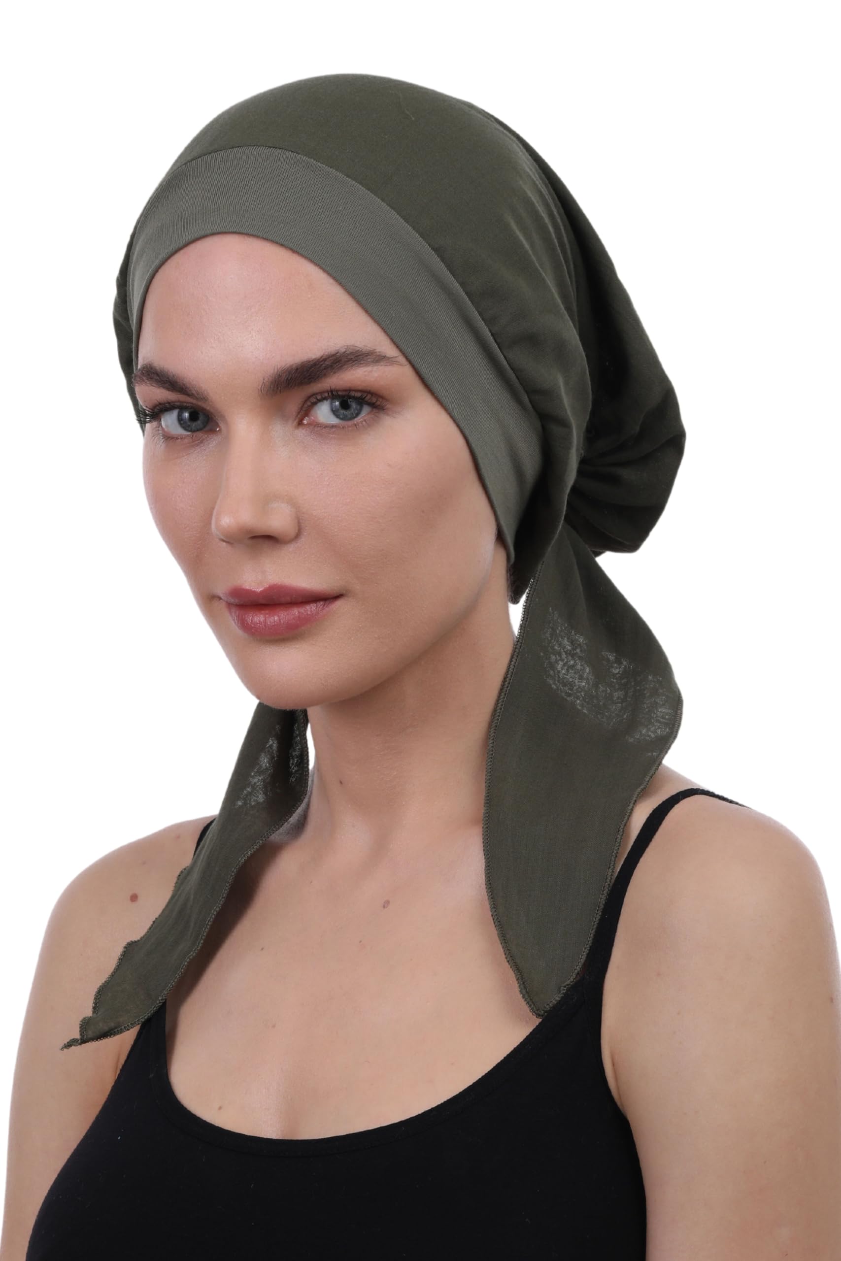 Deresina - Pañuelos para la cabeza de algodón puro con parte delantera de bambú, gorros de quimioterapia para mujer