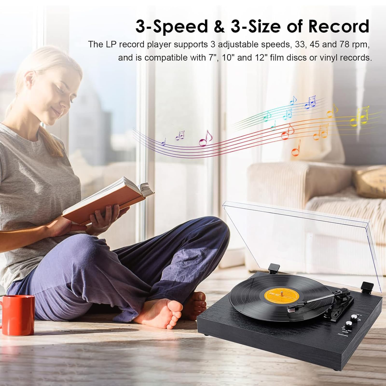 Giradischi In Vinile Vintage, Giradischi Retrò Bluetooth Con Braccio Bilanciato E Altoparlanti Integrati, Supporta 33/45/78 Giri/min E Dischi Di Dimensioni 7''/10''/12'', Per Musicisti, Regali