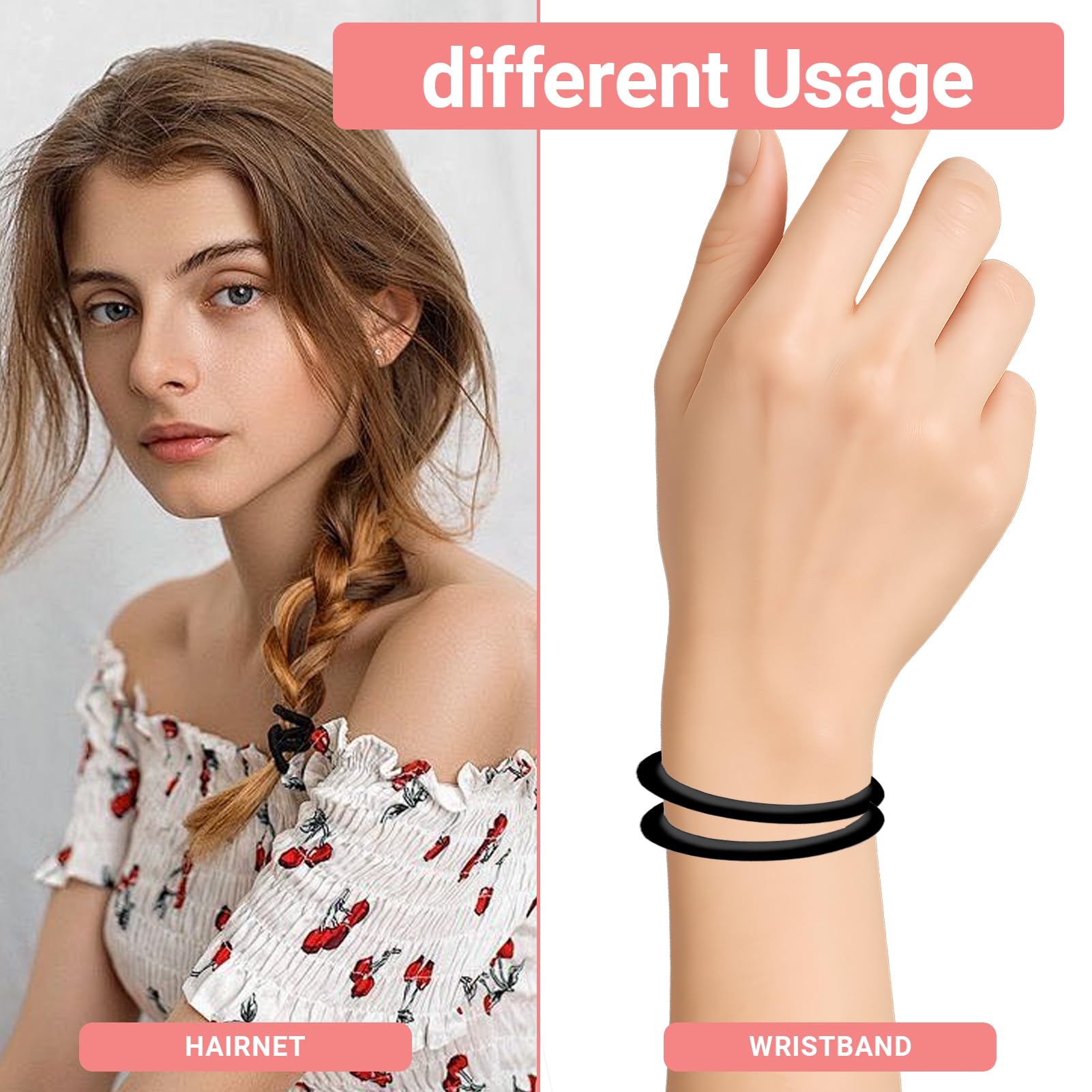 10 sztuk silikonowych gumek do włosów, opaski do włosów i uchwyty na warkocze do uprawiania sportu, unisex, gumki do włosów, czarne, antypoślizgowe, ultra mocne trzymanie, uniwersalne gumki do włosów