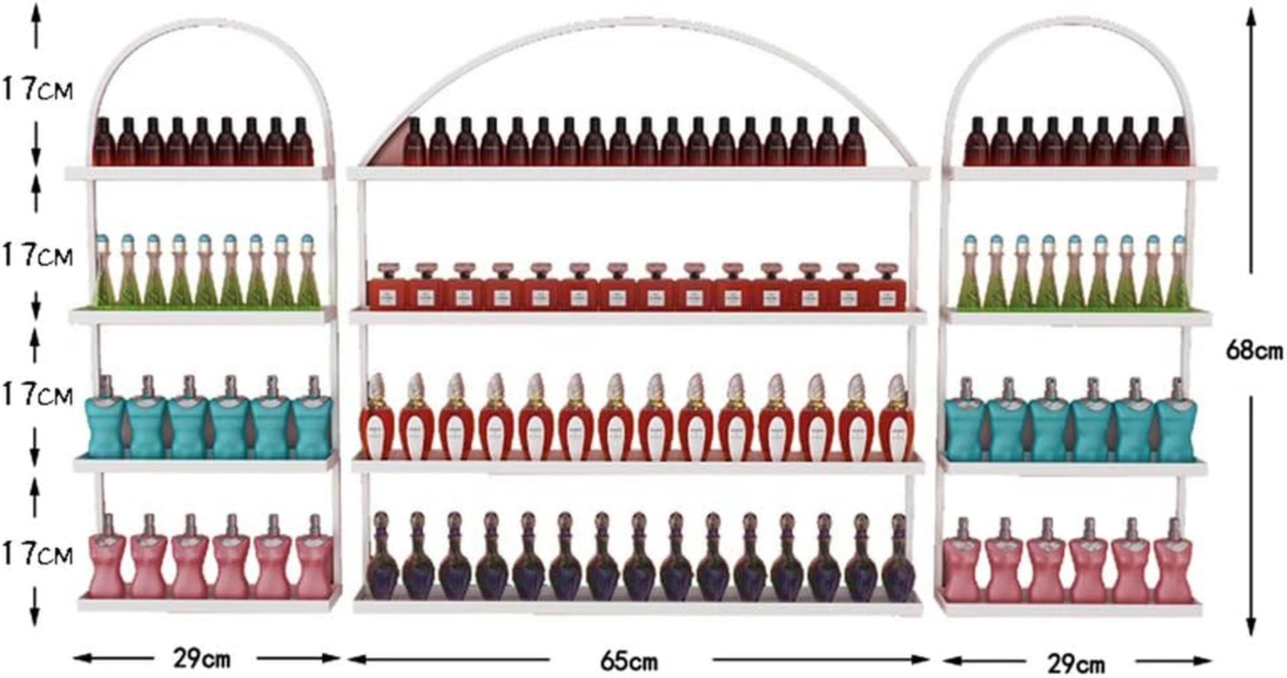 Estante de Pared para Guardar esmaltes de uñas, Expositor metálico para esmaltes de uñas, Expositor de Estilo salón para esmaltes de uñas, pintalabios y perfumes; se Utiliza para almacenar e