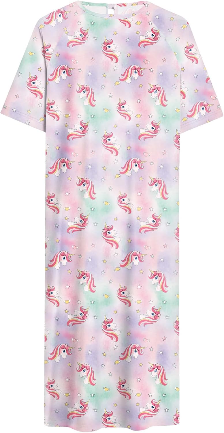 Kids Girls Hospital Patient Gown with Back Tie Post Shoulder Surgery Adaptive Dress Special Needs Clothing