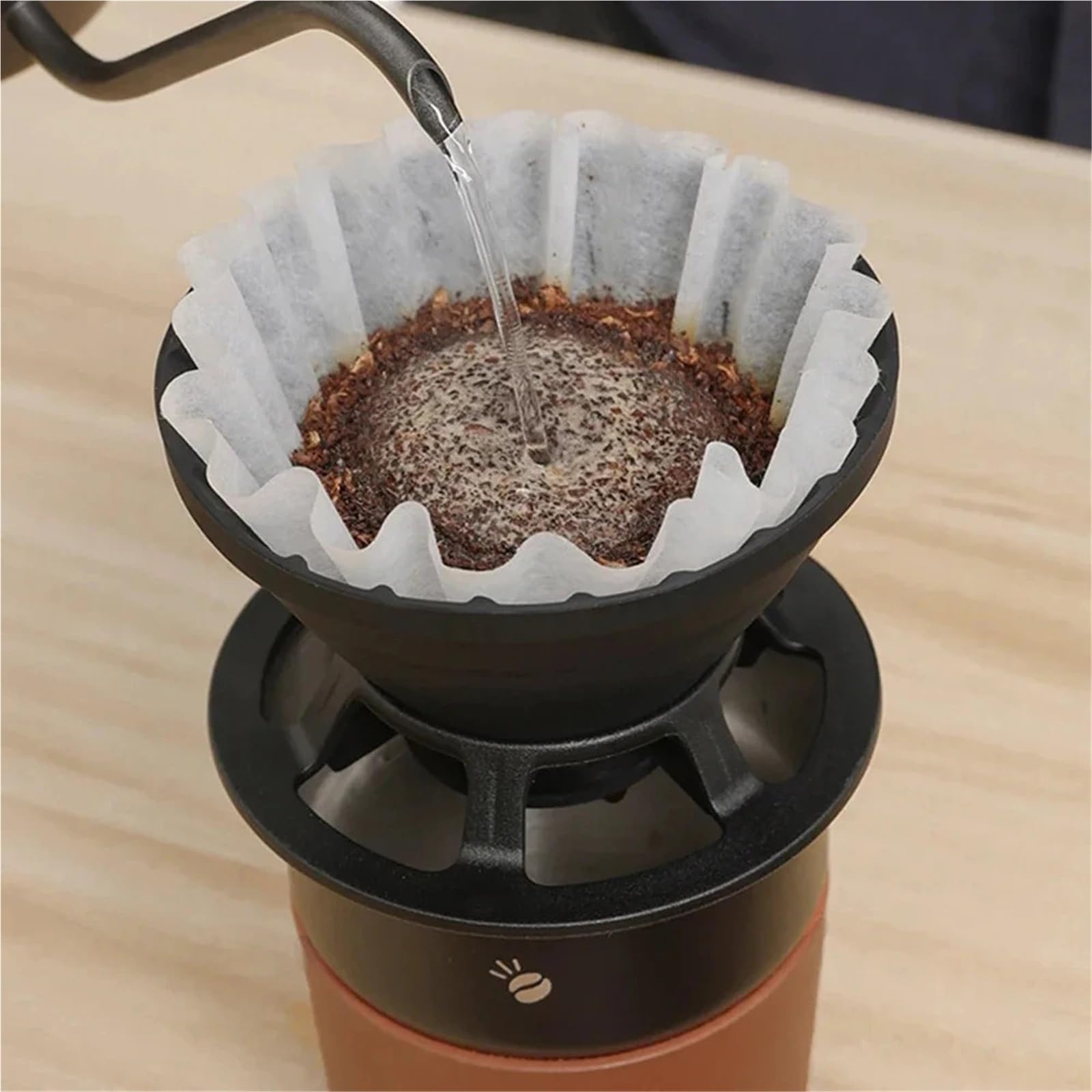 Gotero de café portátil, reutilizable, taza de filtro de café de silicona para exteriores, camping, senderismo, uso para 1-2 personas, color negro, herramienta de barista (tazas y filtros)