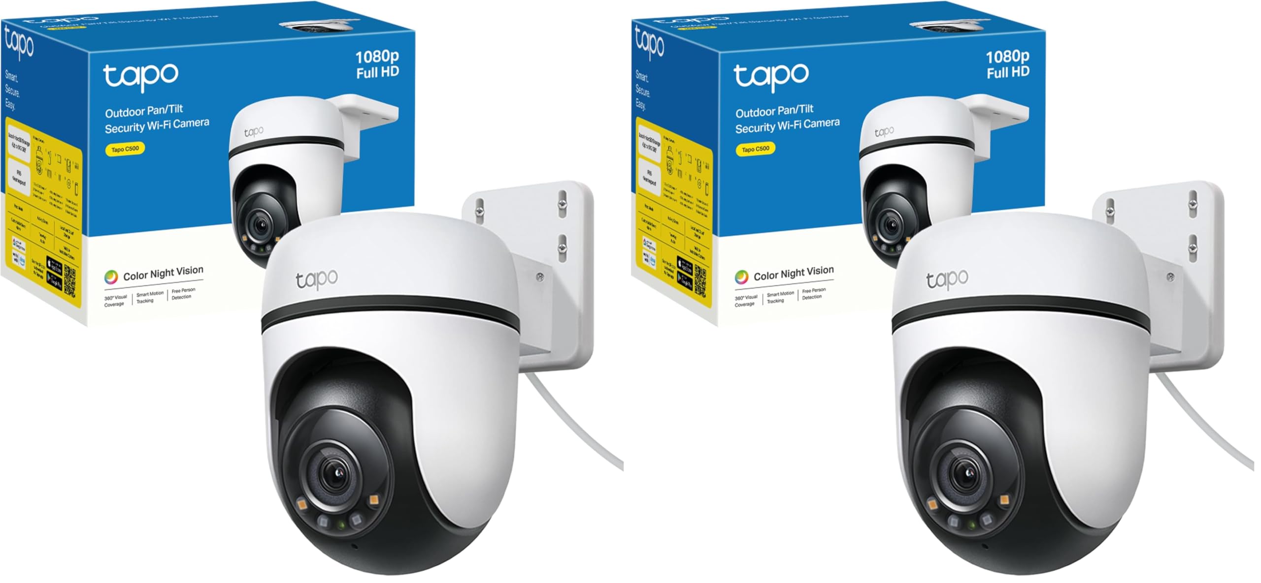 Tapo C500 Telecamera Wi-Fi Esterno FHD, 360° Visuale, Telecamera IP di Sorveglianza, IP65, Visione Notturna a Colori, Rilevamenti Smart AI, Audio Bidirezionale, Allarme sonoro personalizzato