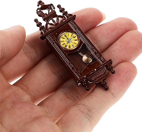 Miniatura 6 de Mini reloj de pared para casa de muñecas, decoración de casa de muñecas, reloj de pared de abuelo en miniatura, mini reloj de pared de péndulo