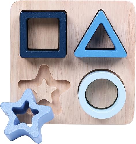 Candywood Juguetes apilables de clasificación de madera bloques de reconocimiento de color de forma rompecabezas a juego habilidades motoras finas